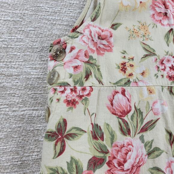 VTG White Stag Floral Linen Blend Dress Womens XL 16/18 Side Button Maxi Casual - Picture 5 of 15